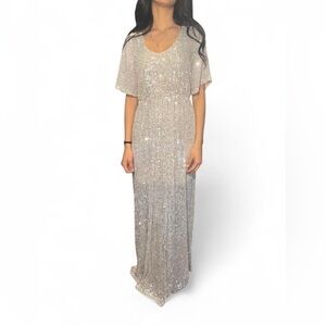 Sage sequins maxi dress.